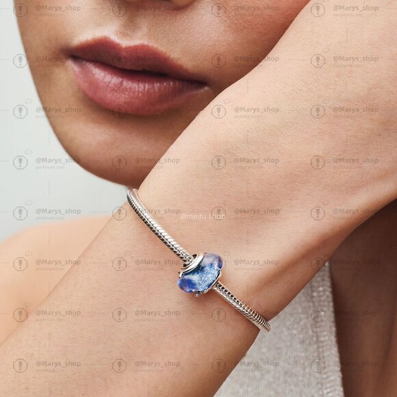 Pandora Wavy Blue Murano Glass Charm - Picture 5 of 6